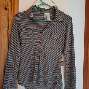 Striped button pullover shirt, women's small